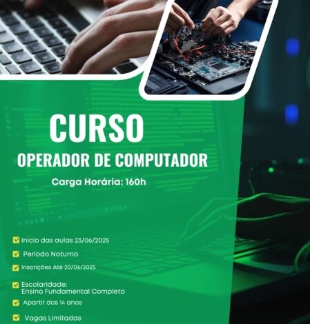 Cursos de Operador de Computador e Marceneiro estão com inscrições abertas em Costa Rica até o dia 20 de junho