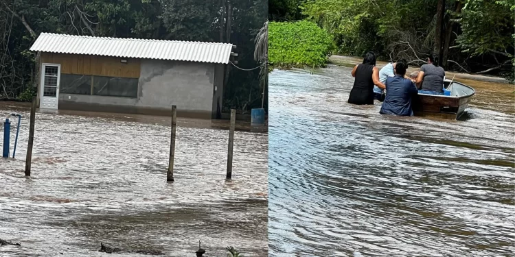 Enquanto nível do Taquari baixa na cidade, cheia isola 35 famílias no Pantanal de Coxim