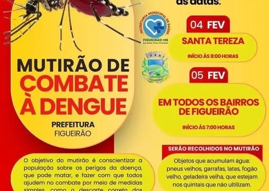 Guerra ao Mosquito: Figueirão inicia “faxina geral” contra a Dengue nesta semana; veja o cronograma