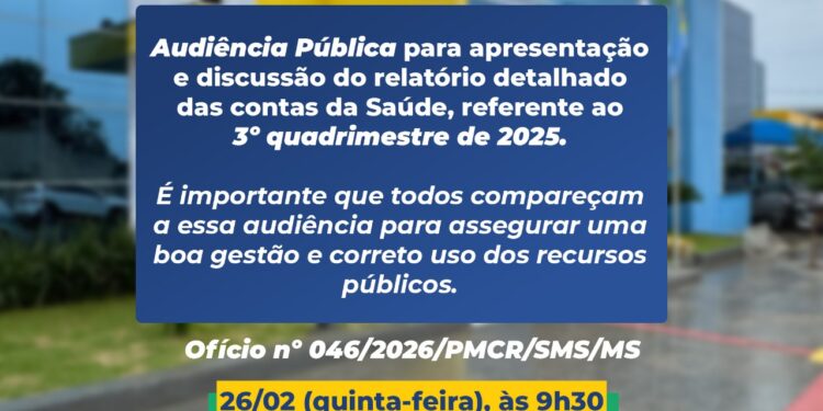 Prestação de Contas: Câmara de Costa Rica convoca população para debater gastos da Saúde