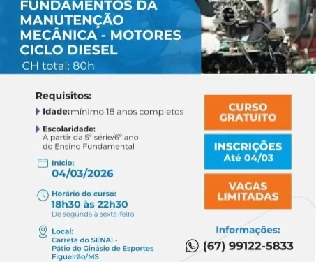 Unidade Móvel do SENAI chega a Figueirão com Curso de Mecânica Diesel