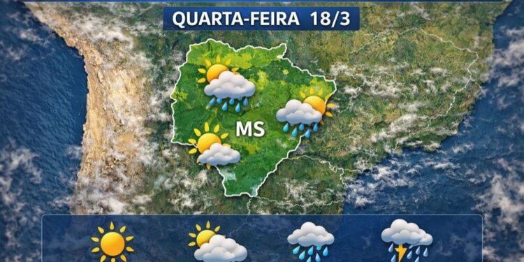 Quarta-feira de calor intenso e pancadas de chuva em Mato Grosso do Sul