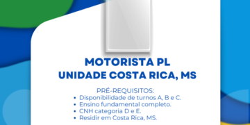 Mutirão de Vagas: Casa do Trabalhador de Costa Rica recruta profissionais nesta quarta-feira