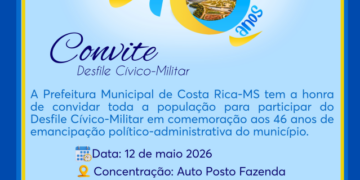 Cidade celebra 46 anos com grande Desfile Cívico-Militar em 12 de maio