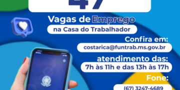 Oportunidade em Costa Rica: Casa do Trabalhador inicia a semana com 47 vagas abertas
