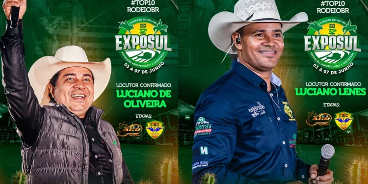 32ª EXPOSUL confirma Luciano de Oliveira e Luciano Lenes como os locutores do rodeio