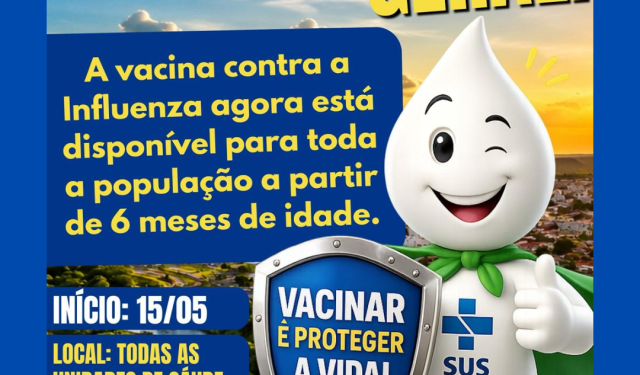 Saúde para Todos: Prefeitura libera vacinação contra Influenza para toda a população acima de 6 meses