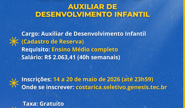 Oportunidade na Educação: Prefeitura abre processo seletivo para Auxiliar de Desenvolvimento Infantil