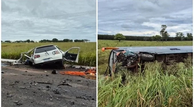 Identificadas as vítimas fatais de acidente entre ônibus e Golf na BR-060 em Camapuã