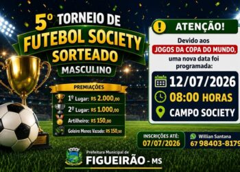 Agenda Esportiva: Prefeitura de Figueirão adia 5º Torneio de Futebol Society Masculino devido aos jogos da Copa do Mundo