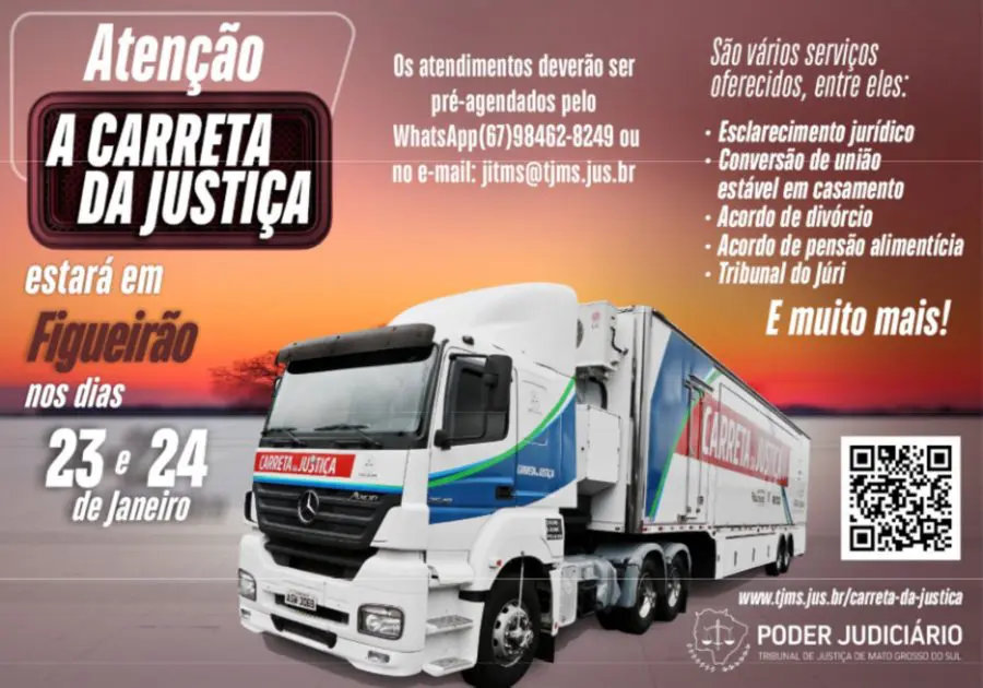 Carreta da Justiça atende moradores de Figueirão em 23 e 24 de janeiro**