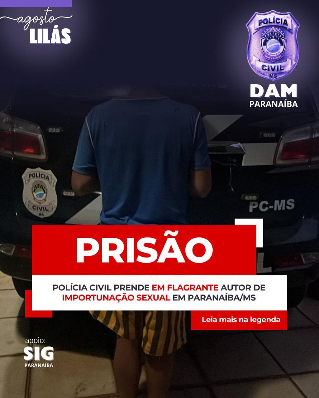 Polícia Civil prende homem por importunação sexual em Paranaíba