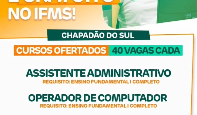 Prefeitura e IFMS lançam cursos à distância gratuitos para moradores de Chapadão do Sul
