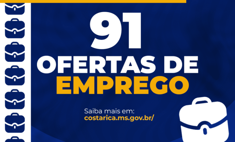 Casa do Trabalhador de Costa Rica abre a semana com 91 vagas de Emprego