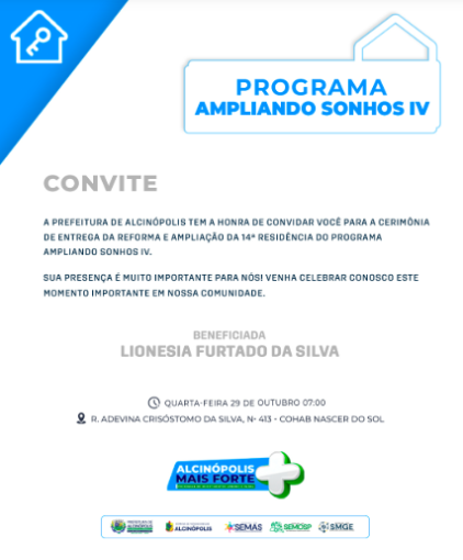 Alcinópolis: Prefeito Weliton Guimarães convida para entrega de mais uma casa reformada pelo ‘Ampliando Sonhos IV’