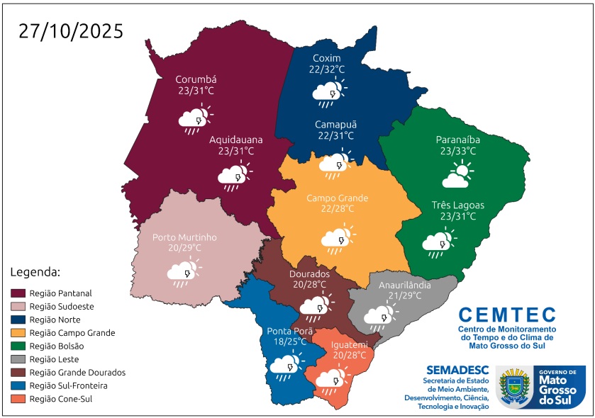 Próxima semana começa com chuvas fortes em praticamente todo Estado