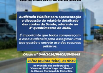 Prestação de Contas: Câmara de Costa Rica convoca população para debater gastos da Saúde