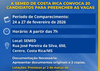 Educação em Costa Rica: SEMED convoca 20 Auxiliares de Desenvolvimento Infantil
