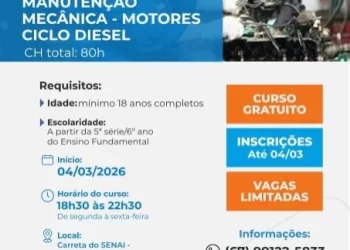 Unidade Móvel do SENAI chega a Figueirão com Curso de Mecânica Diesel