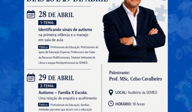 Evento promove diálogos e reflexões sobre autismo nesta terça e quarta-feira