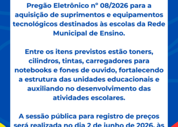 Educação e Logística: Prefeitura abre licitações para kits escolares de 2027, merenda e suprimentos de informática
