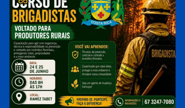 Escudo Contra o Fogo: Defesa Civil e Bombeiros abrem curso de brigadistas para produtores rurais de Costa Rica