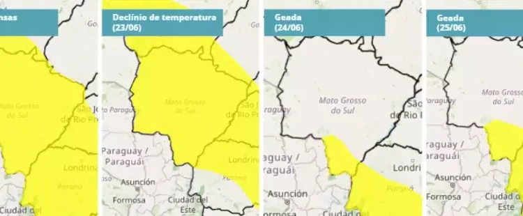 Alerta Meteorológico: Inmet emite aviso de tempestade para MS e projeta frio de 3°C com geada histórica a partir de quarta-feira