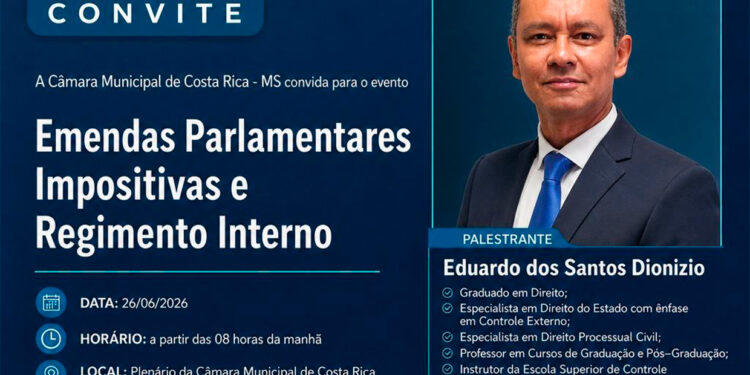 Transparência e Gestão: Câmara de Costa Rica convoca comunidade e entidades para palestra sobre Emendas Impositivas