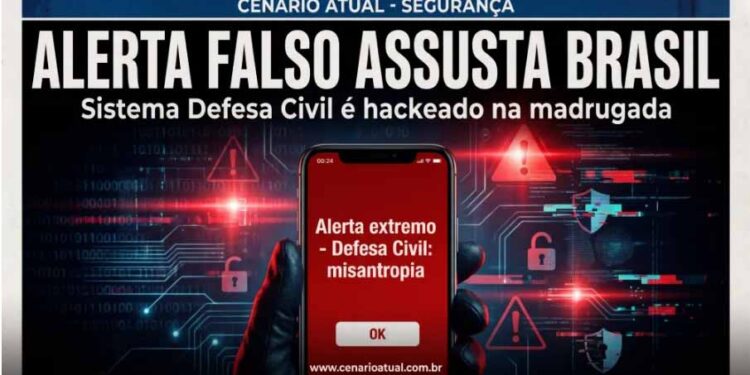 Defesa Civil Alerta é hackeada e dispara mensagem falsa com palavra “misantropia” para milhões de brasileiros