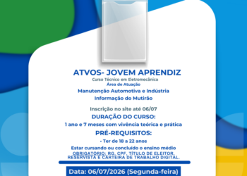 Hoje tem Mutirão de Vagas para Jovem Aprendiz da Atvos na Casa do Trabalhador em Costa Rica