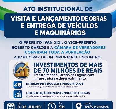 Mobilização Geral: Prefeitura emite convite oficial à população para o ato histórico de R$ 70 milhões nesta sexta-feira