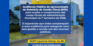Transparência Pública: Audiência na Câmara de Costa Rica vai prestar contas e debater os gastos do município no 1º Semestre de 2026