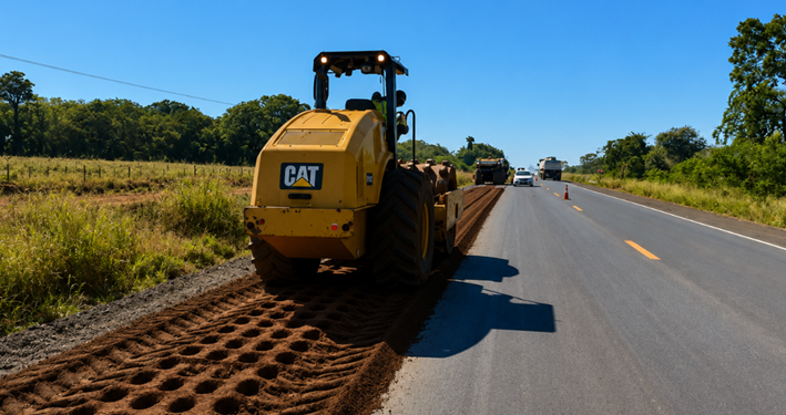 Way-112 inicia recuperação de acostamentos na BR-158