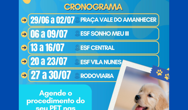 Controle Populacional: Saúde divulga cronograma do Castramóvel para o mês de julho em Costa Rica