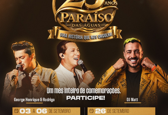Paraíso das Águas prepara programação especial em comemoração aos 23 anos de emancipação