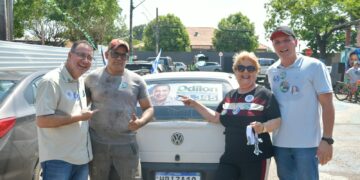 Odilon Ribeiro mobiliza Miranda com grande adesivaço e carreata ao lado de lideranças estaduais
