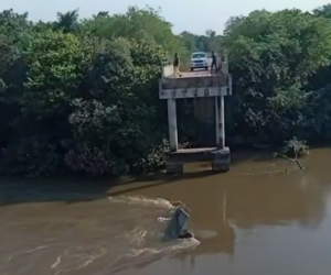 Motorista morre após caminhão cair de ponte sobre o Rio Taquari em Coxim