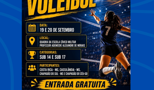 Costa Rica sedia 3ª etapa da Liga Regional de Vôlei com categorias Sub-14 e Sub-17