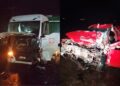 Três homens morrem após carro bater de frente com carreta na BR-158, em Três Lagoas