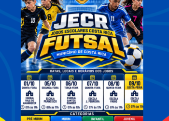 Esporte e formação: Costa Rica promove Jogos Escolares de Futsal com seletiva para fase estadual de 2027