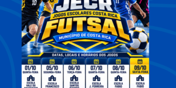 Esporte e formação: Costa Rica promove Jogos Escolares de Futsal com seletiva para fase estadual de 2027