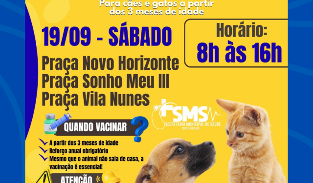 Saúde pública: Costa Rica mobiliza vacinação antirrábica para cães e gatos em três praças neste sábado (19)