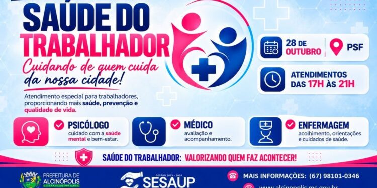 Atendimento noturno: Alcinópolis realiza ação de Saúde do Trabalhador no dia 28 de outubro