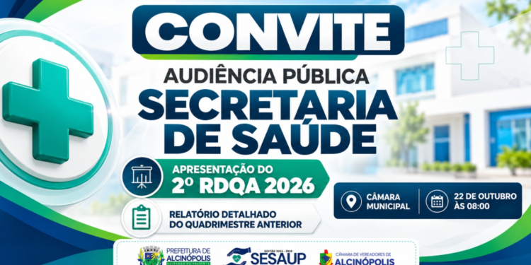 Prestação de contas: Prefeitura de Alcinópolis realiza audiência pública do 2º RDQA da Saúde nesta quinta-feira