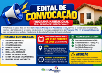 Habitação popular: Prefeitura de Costa Rica convoca inscritos do Programa FDS para atualização cadastral
