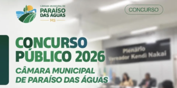 Câmara de Paraíso das Águas abre concurso público com salários de até R$ 8,1 mil