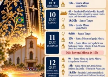 Festa de Nossa Senhora Aparecida terá celebrações, procissões e programação social em Paraíso das Águas