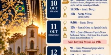 Festa de Nossa Senhora Aparecida terá celebrações, procissões e programação social em Paraíso das Águas
